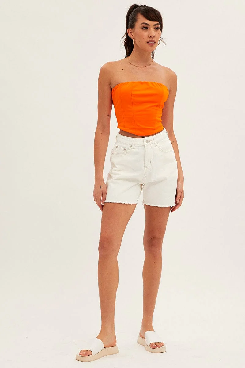 White High Rise Shorts Longline - Image 3
