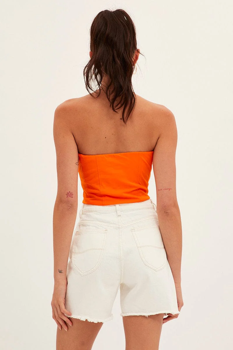 White High Rise Shorts Longline - Image 5