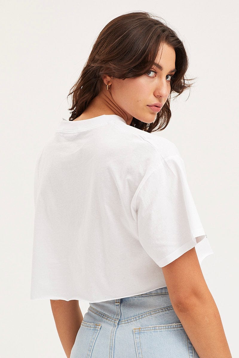 White Jersey T-Shirt Short Sleeve Crop - Image 5