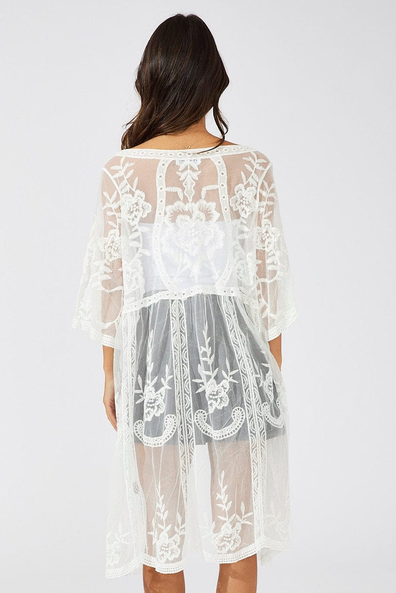 White Kimono Longline Half Sleeve - Image 4