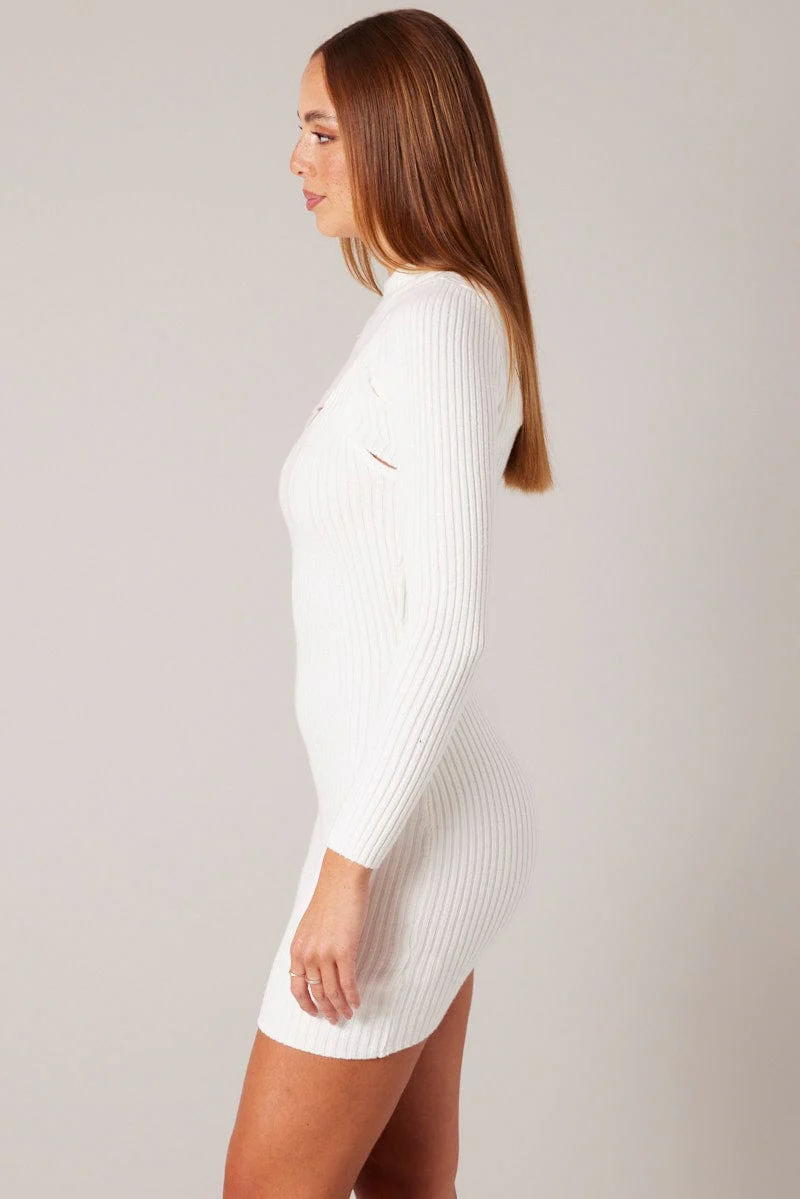 White Knit Dress and Shrug Set Mini - Image 4