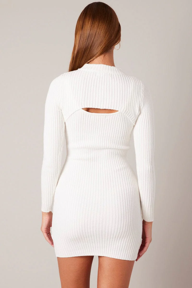 White Knit Dress and Shrug Set Mini - Image 5