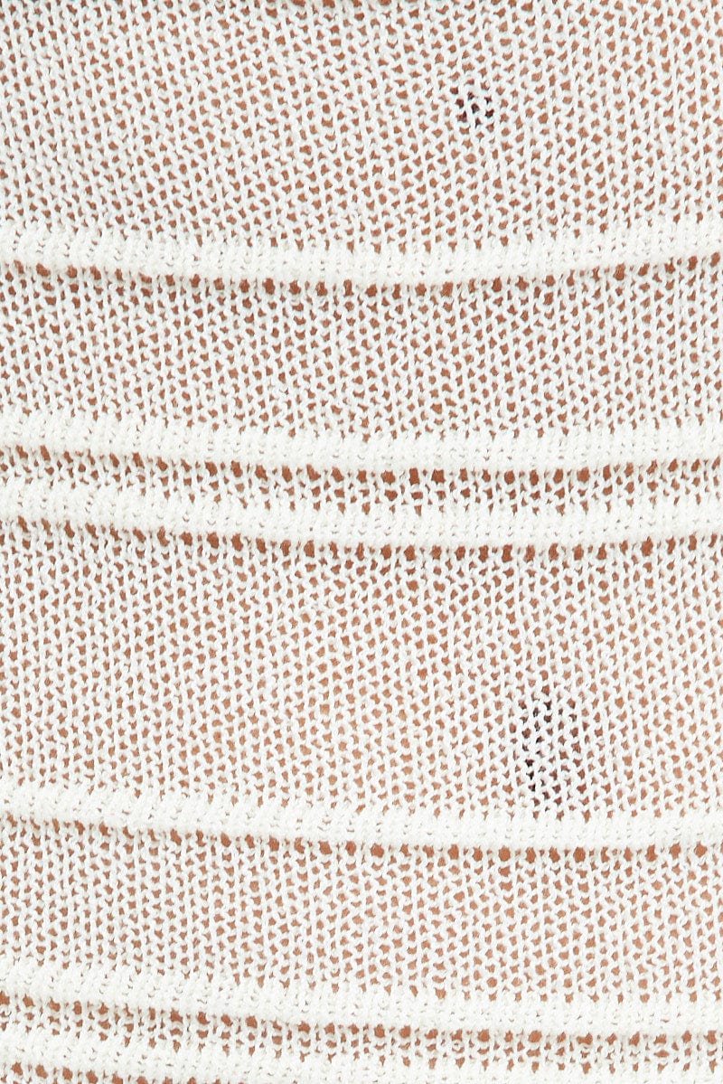 White Knit Dress Long Sleeve Sweetheart Twist Crochet - Image 6