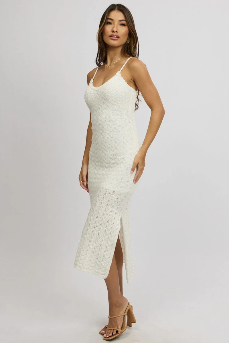 White Knit Dress Singlet Midi - Image 4