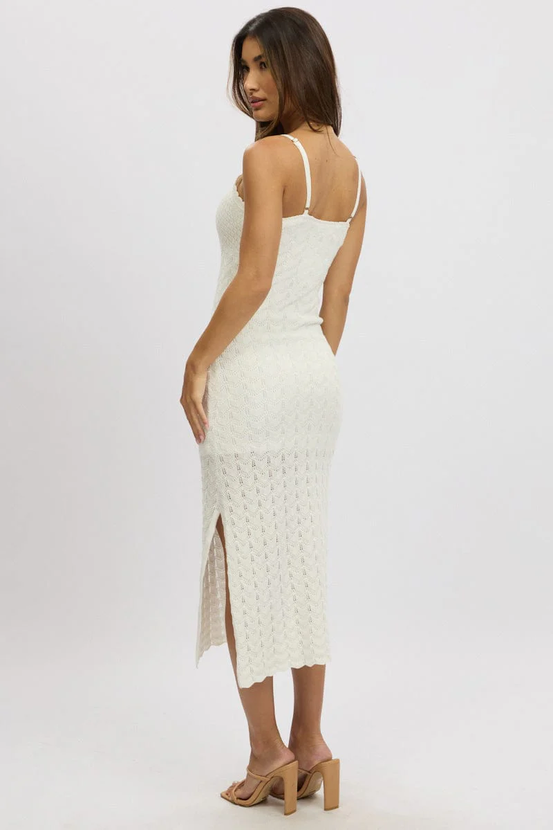 White Knit Dress Singlet Midi - Image 5