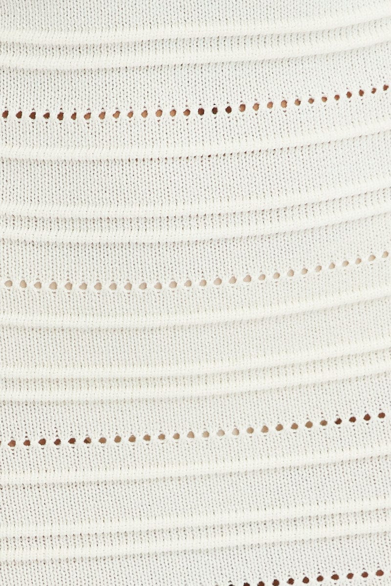 White Knit Dress Twisted Bust Midi - Image 6