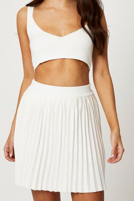 White Knit Skirt Bralette Set - Image 3