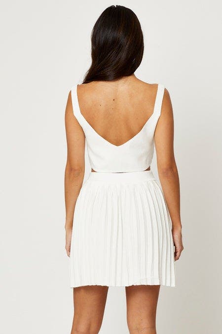 White Knit Skirt Bralette Set - Image 4