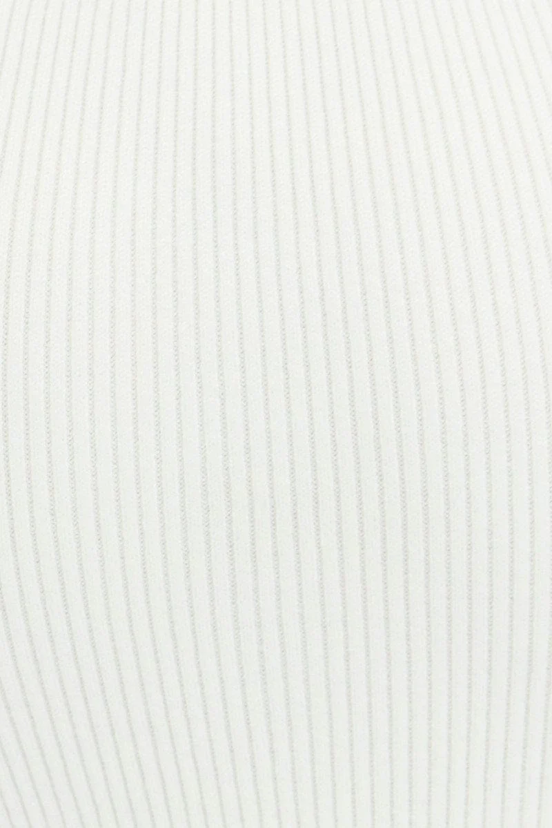 White Knit Skirt High Rise Ribbed Midi - Image 6