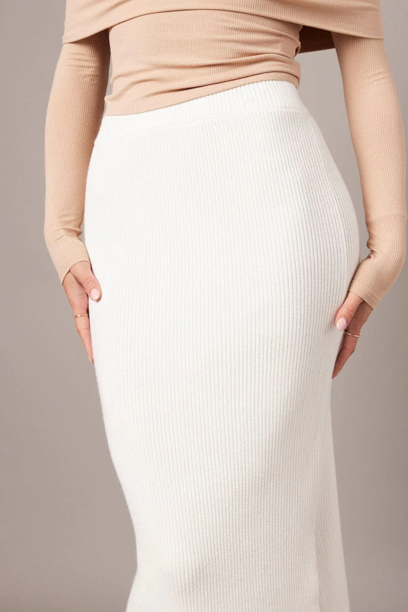 White Knit Skirt High Rise - Image 6