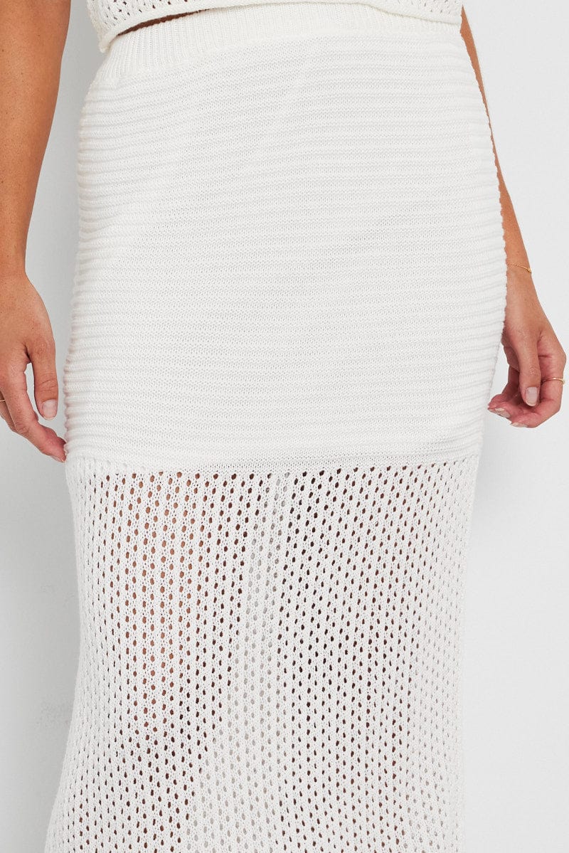 White Knit Skirt Midi Crochet - Image 6