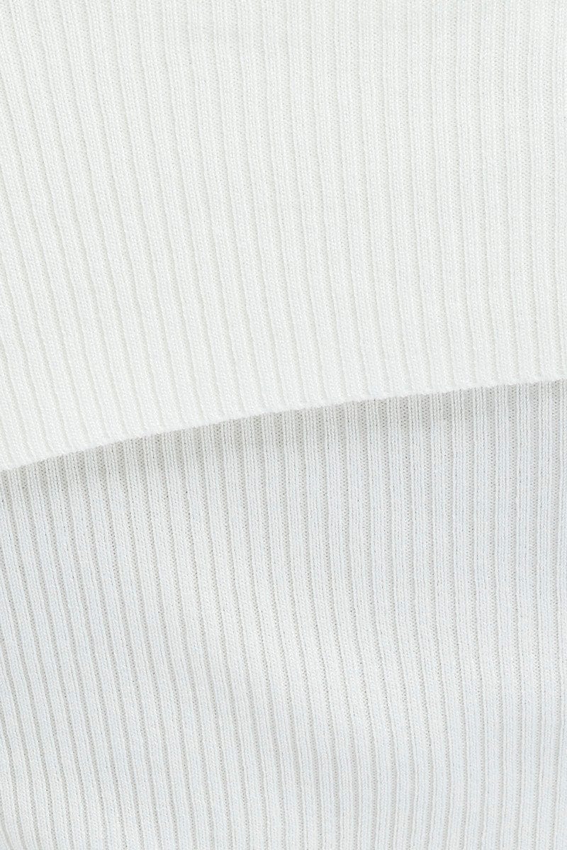 White Knit Top Off The Shoulder Ribbed - Image 6