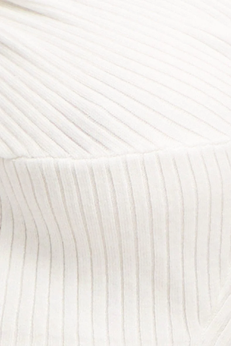 White Knit Top Sleeveless Crop Halter - Image 6