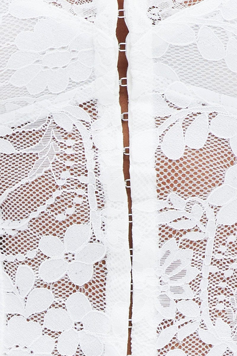 White Lace Cami Sleeveless Sweetheart Crop Stretch - Image 6