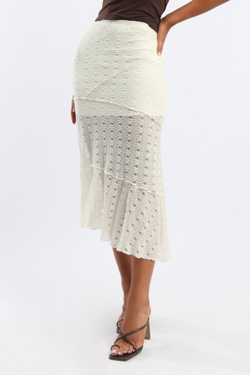 White Lace Midi Skirt - Image 2
