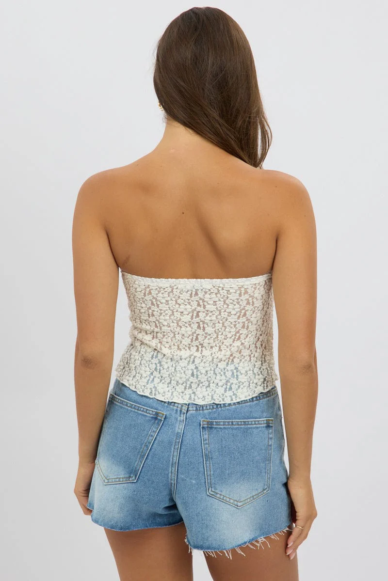 White Lace Tube Top Strapless - Image 4