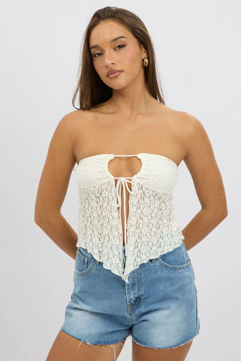 White Lace Tube Top Strapless - Image 5
