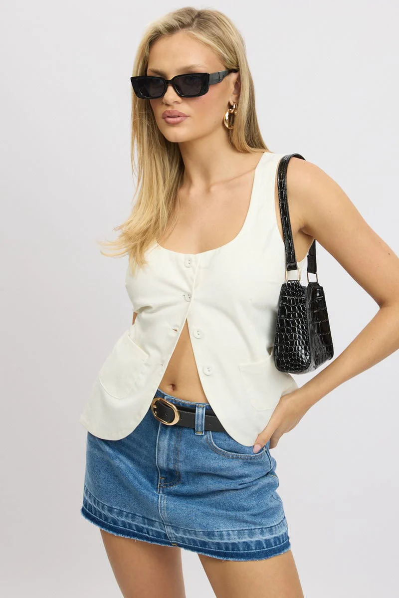 White Linen Vest Tailored - Image 2