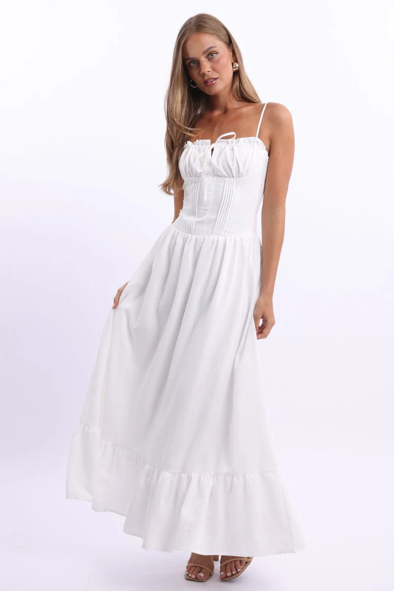 White Maxi Dress Corset Detailed - Image 2