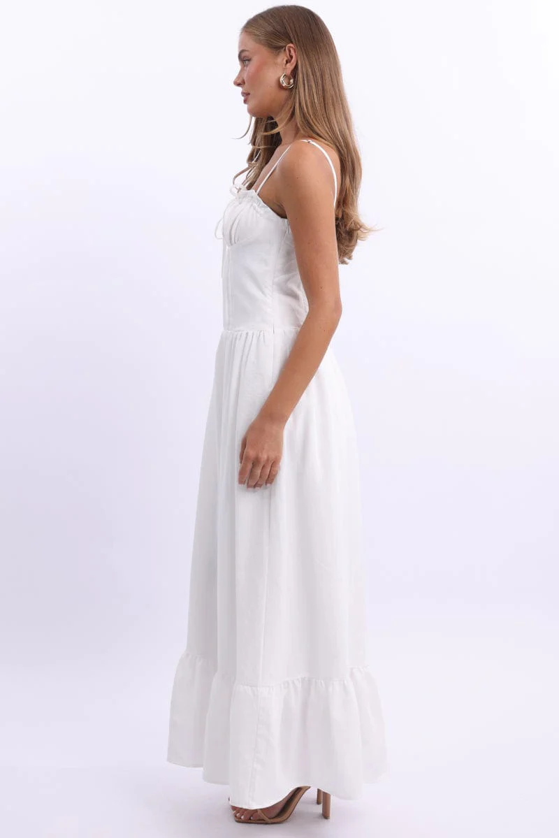 White Maxi Dress Corset Detailed - Image 4