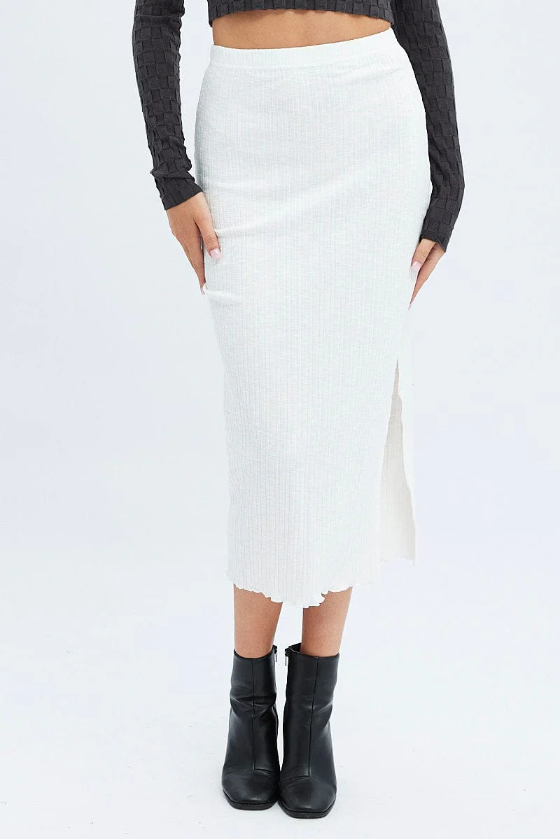 White Maxi Skirt Side Slit - Image 2