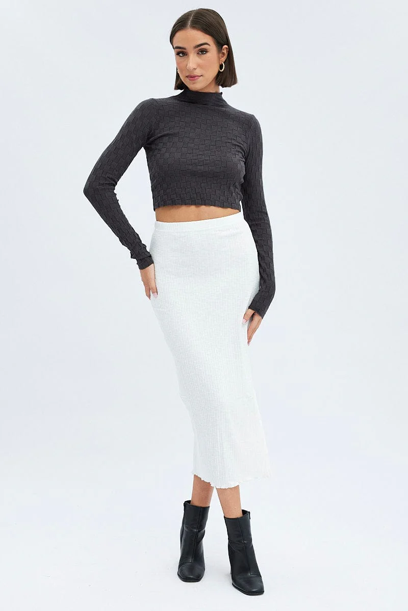 White Maxi Skirt Side Slit - Image 3