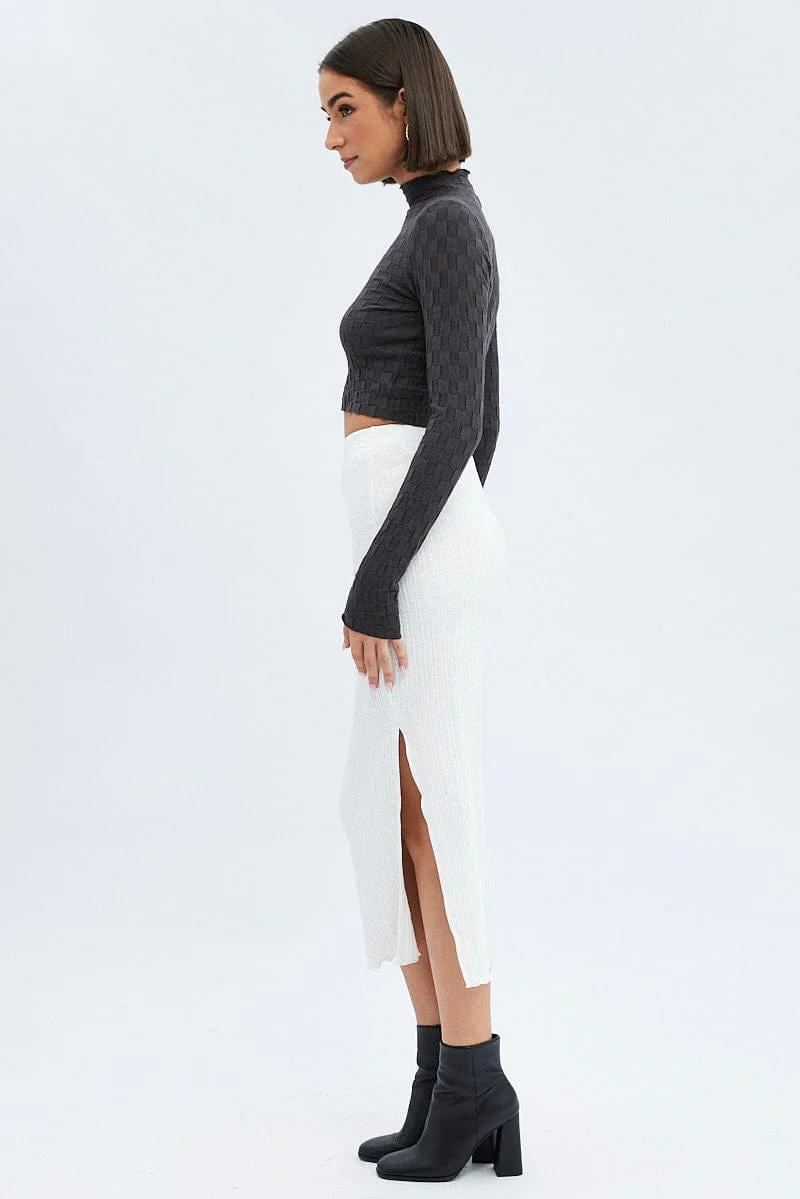 White Maxi Skirt Side Slit - Image 4