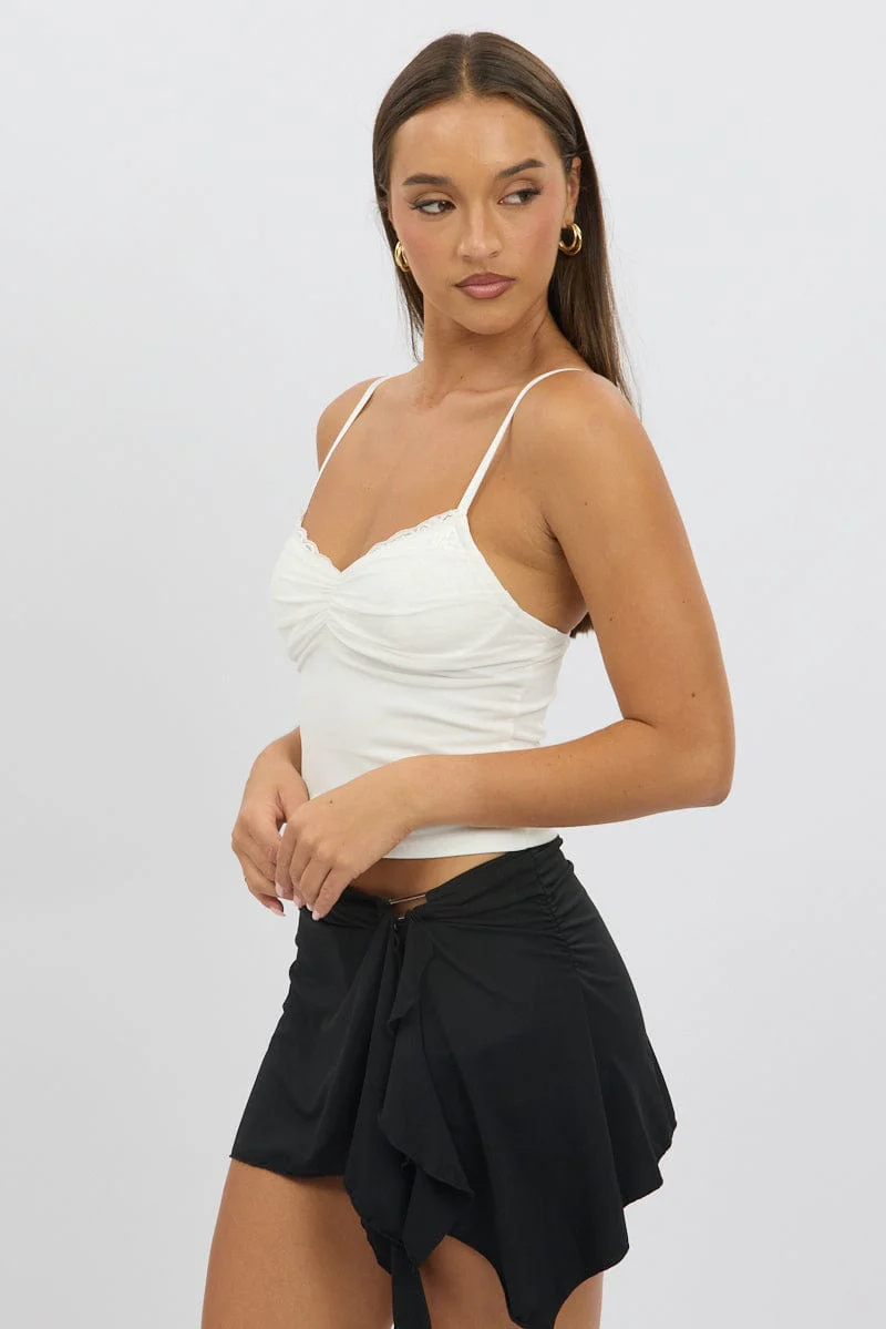 White Mesh Singlet Top Lace Insert - Image 4