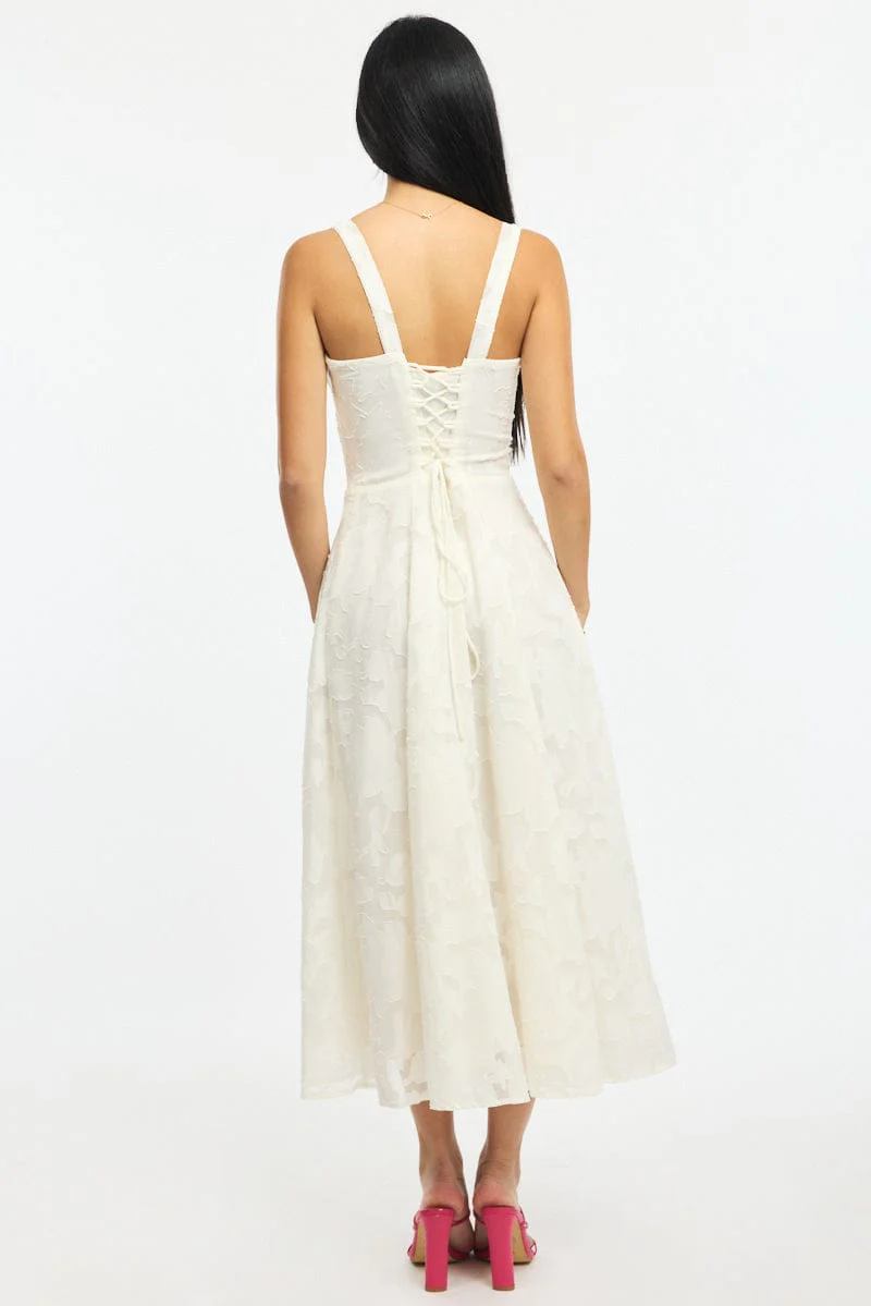 White Midi Dress Burn Out - Image 4