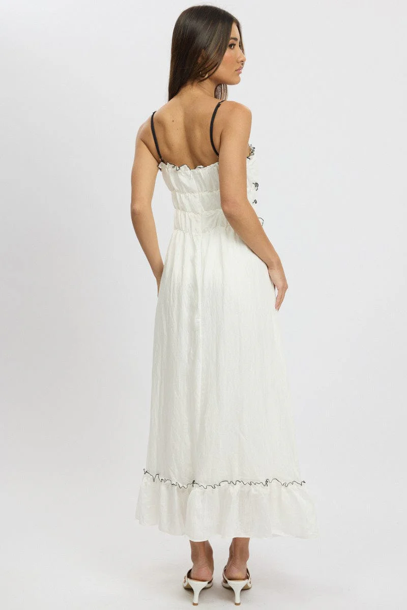 White Midi Dress Contrast Tie - Image 5