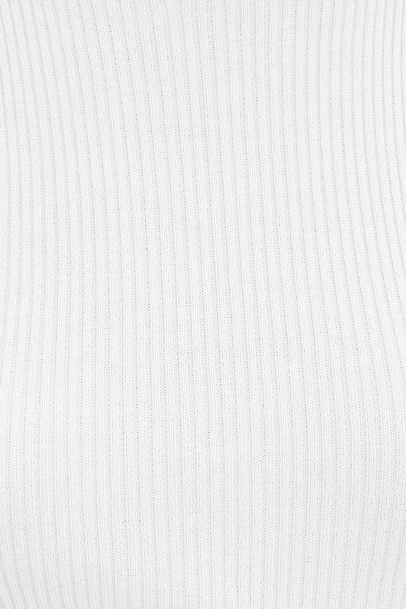 White Midi Dress Long Sleeve Keyhole Bodycon Rib Knit - Image 6