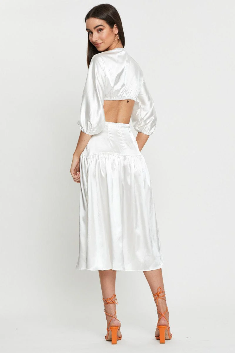 White Midi Dress Short Sleeve - Image 6