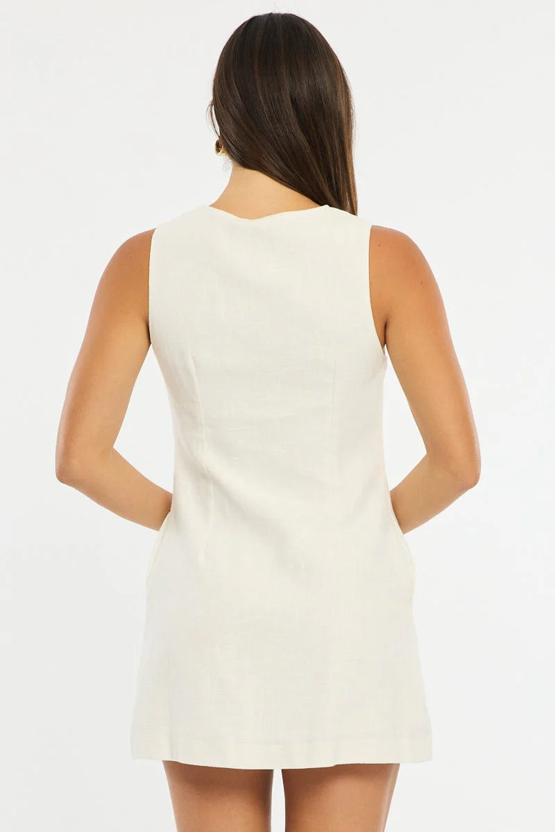White Mini Dress Button Down - Image 4