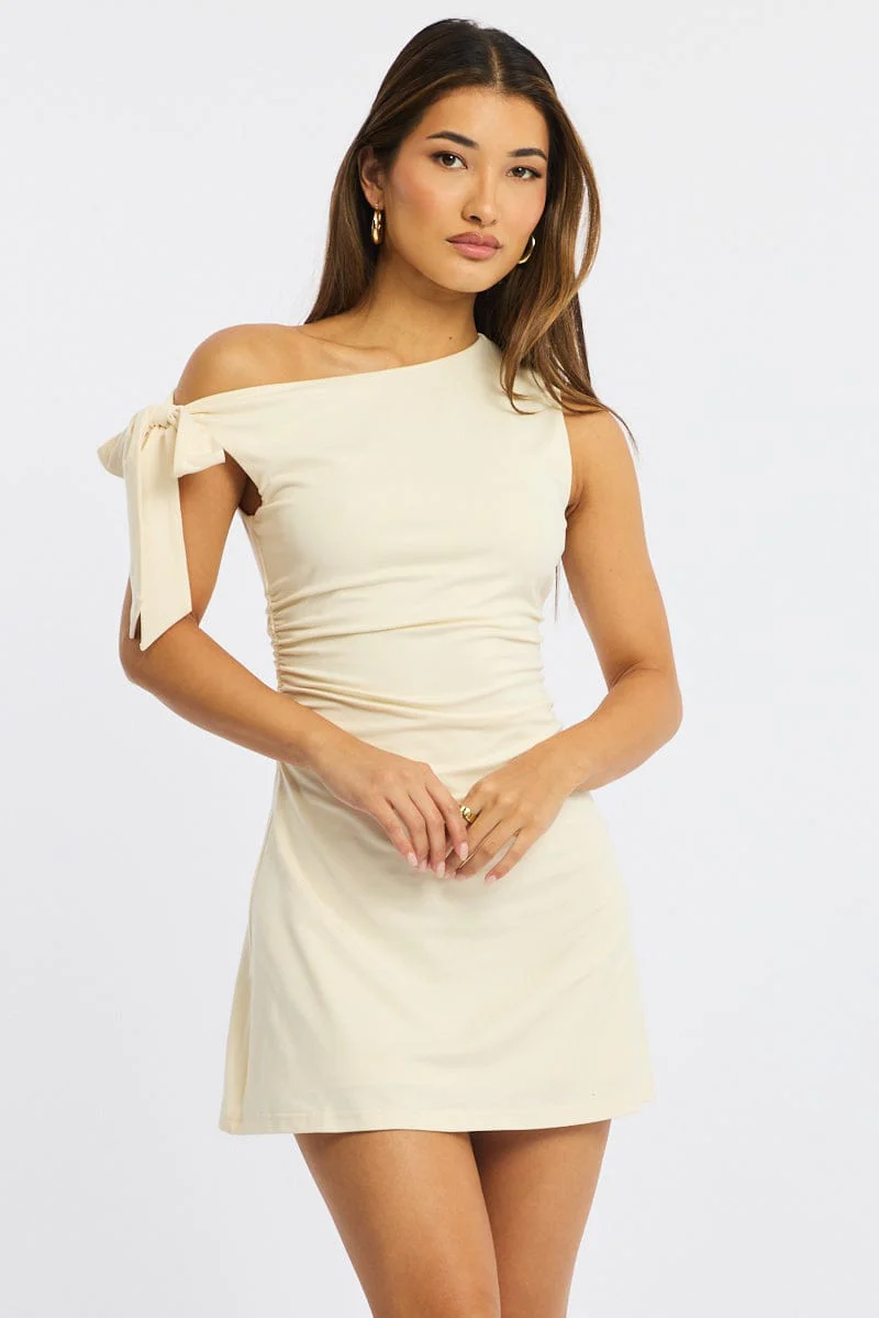 White Mini Dress Off Shoulder