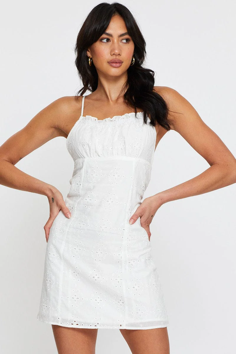 White Mini Dress Sleeveless - Image 2