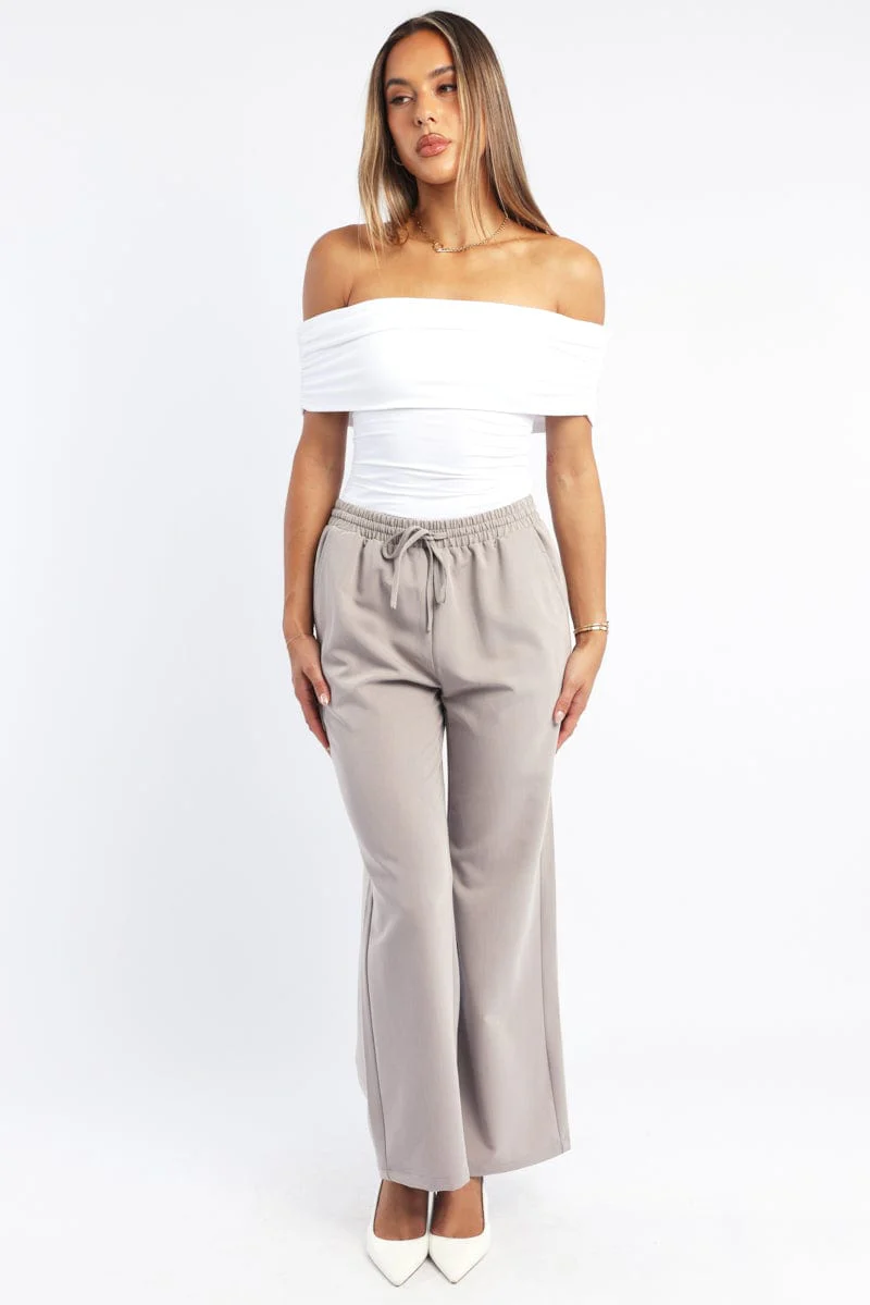 White Off Shoulder Bodysuit Supersoft - Image 2