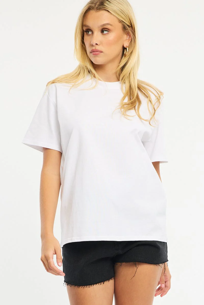 White Oversized Tee Short Sleeve - Image 2