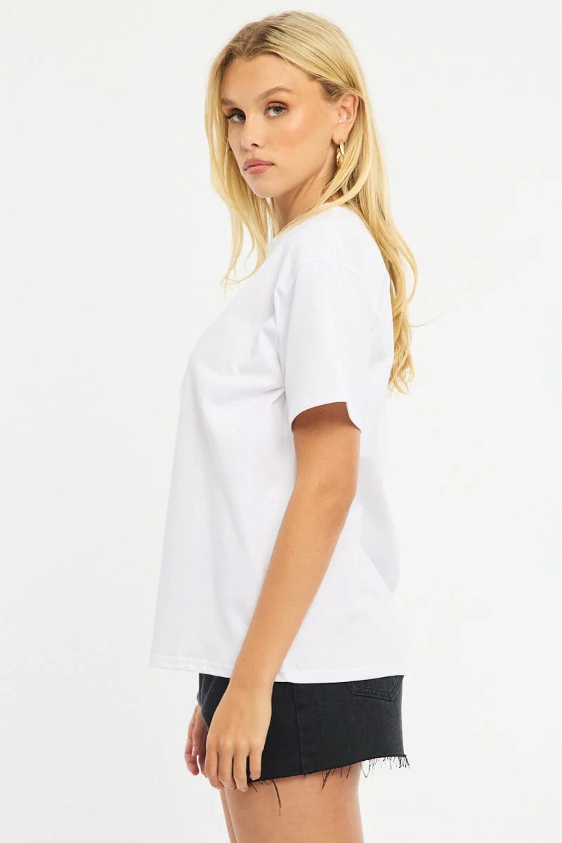 White Oversized Tee Short Sleeve - Image 3