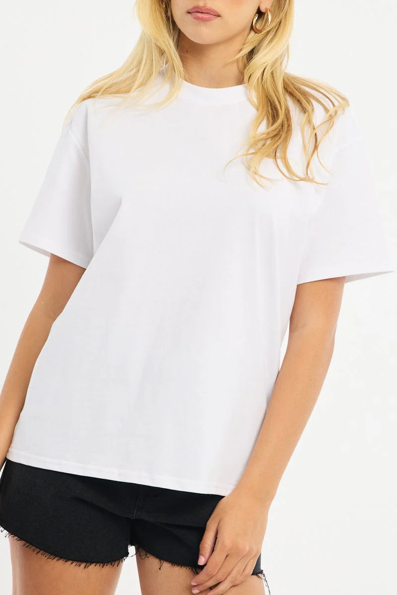 White Oversized Tee Short Sleeve - Image 5