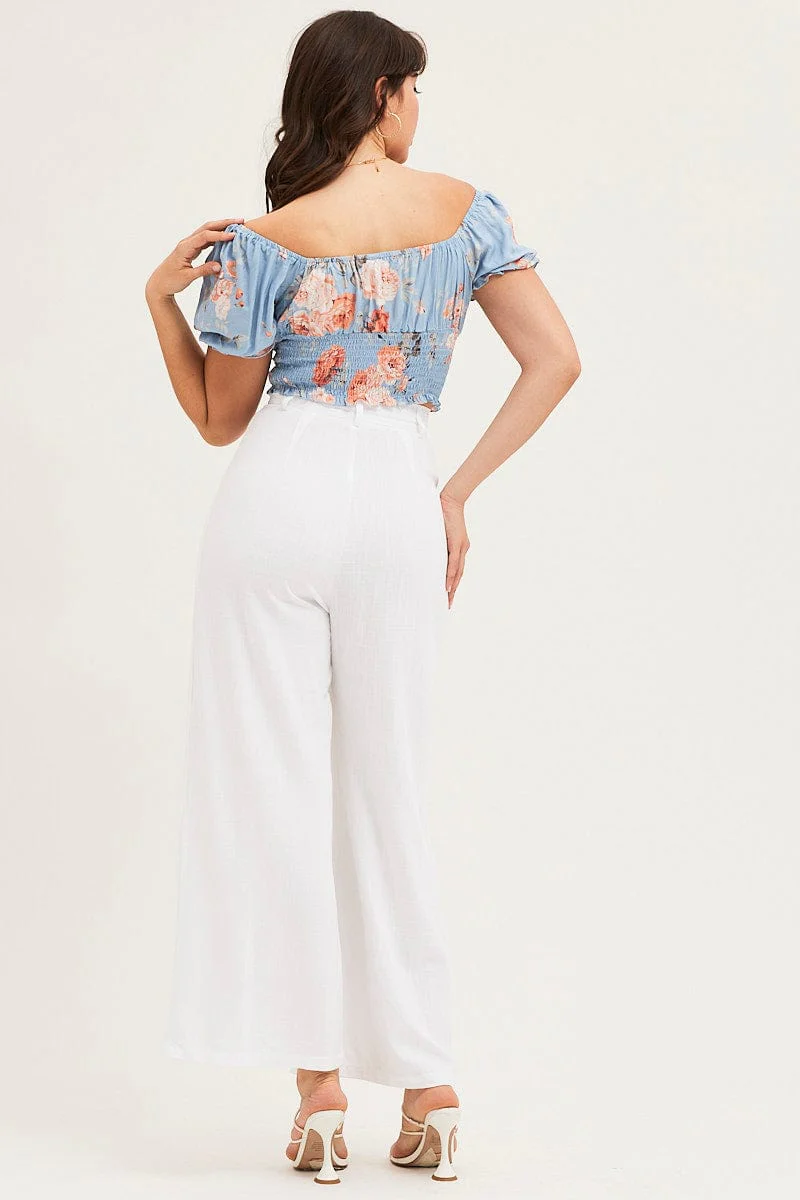 White Pants Pleated Wide Leg - Image 5