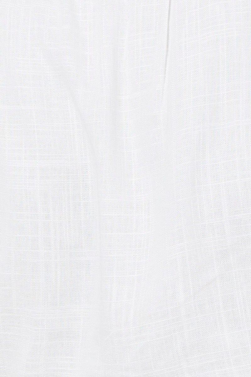 White Peplum Blouse Short Sleeve Linen - Image 6