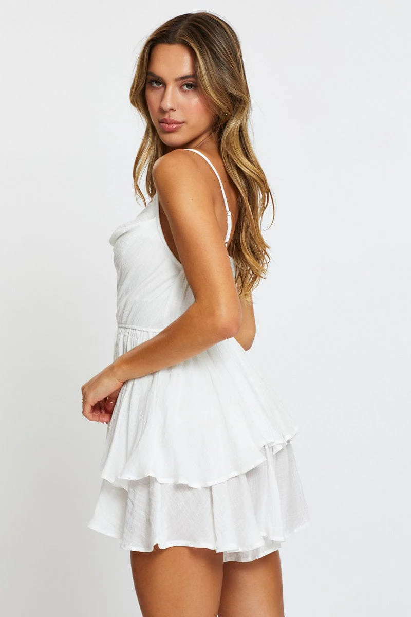 White Playsuit Cowl Neck - Image 4