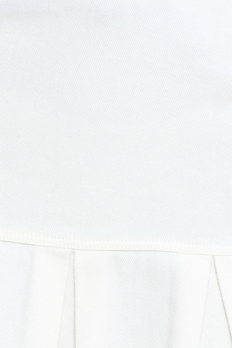 White Pleated Denim Skirt - Image 6