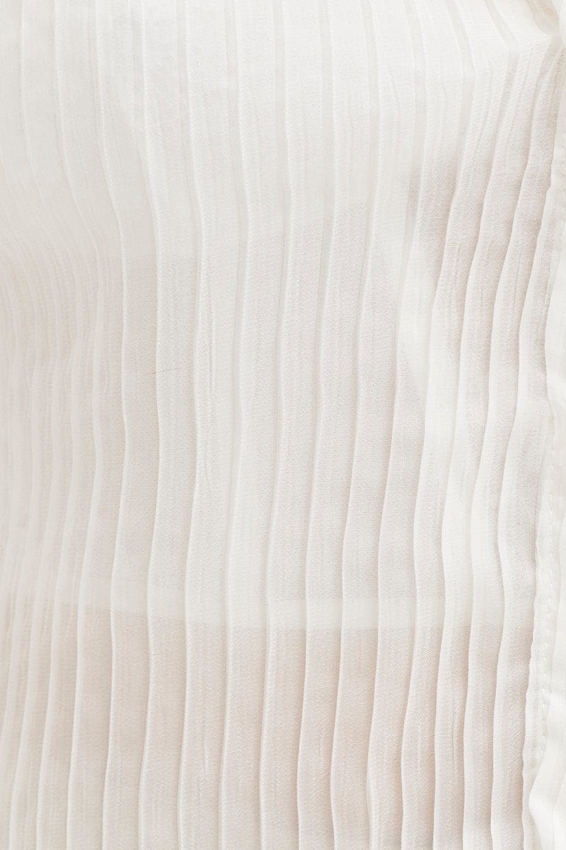 White Pleated Shirt Long Flare Sleeve - Image 6