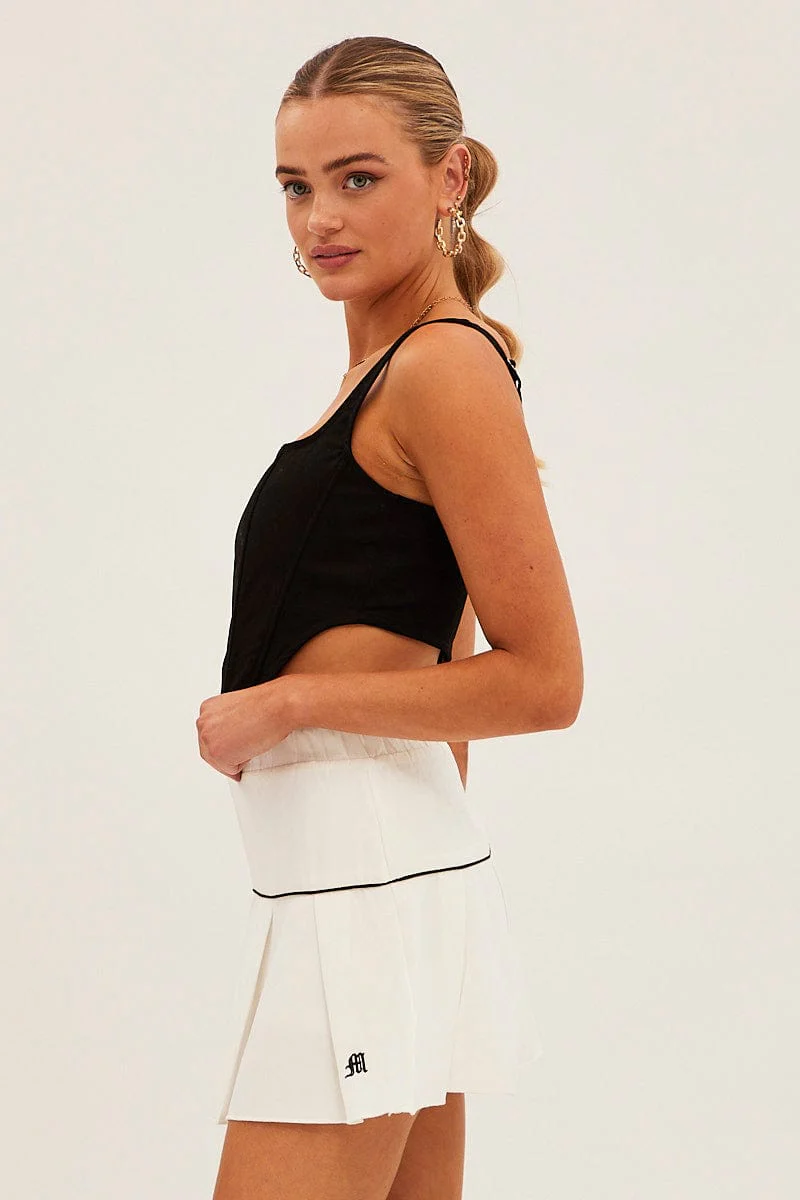 White Pleated Tennis Mini Skort Skirt - Image 4