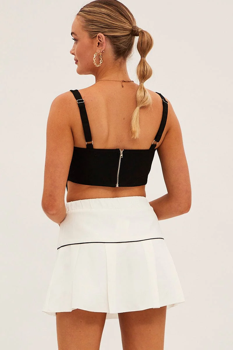 White Pleated Tennis Mini Skort Skirt - Image 5