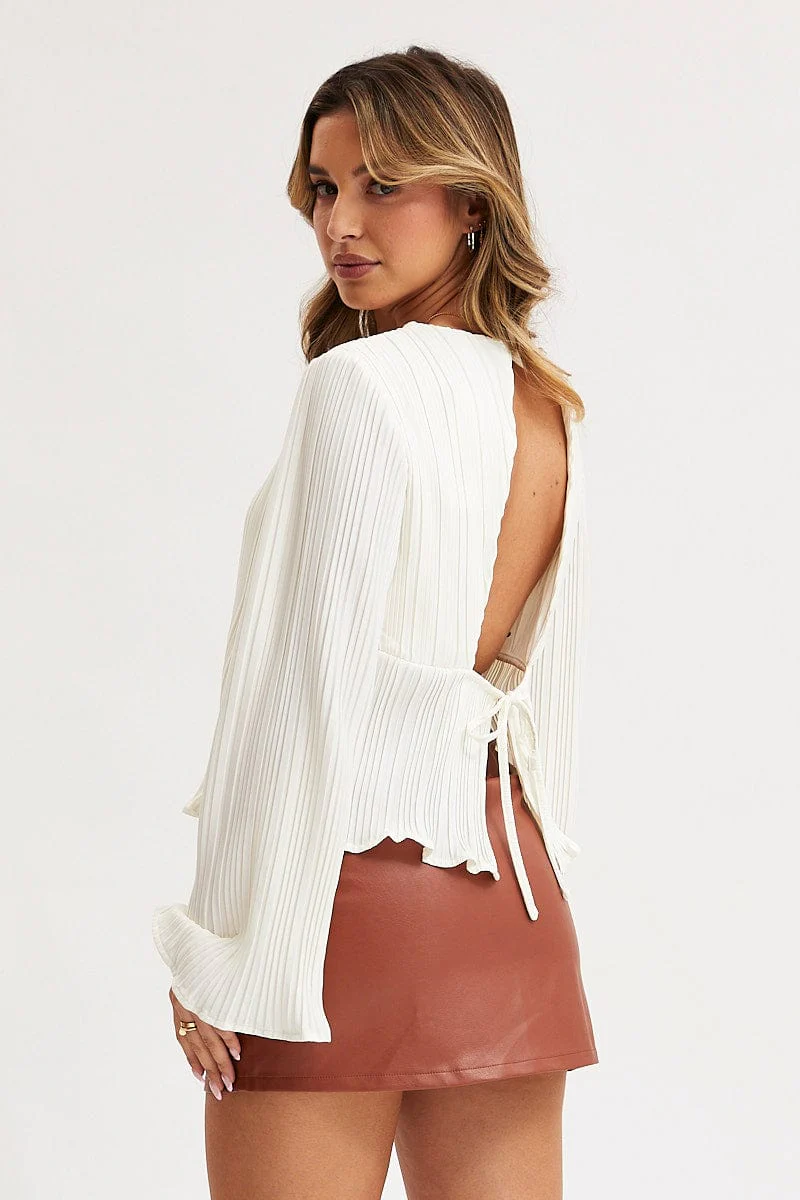 White Plisse Top Long Sleeve - Image 5