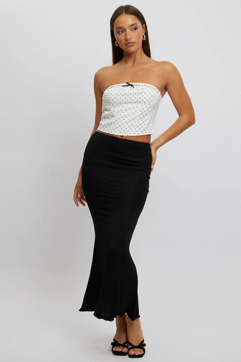 White Polka Dot Tube Top Strapless - Image 2