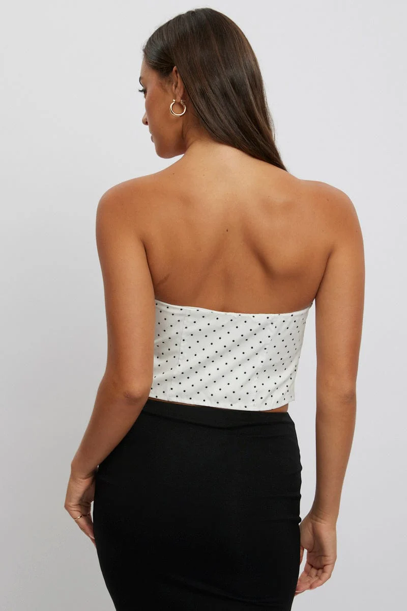 White Polka Dot Tube Top Strapless - Image 5