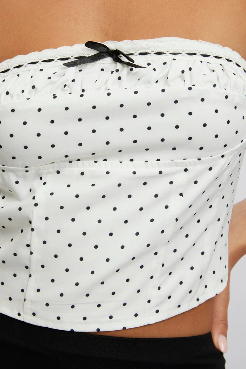 White Polka Dot Tube Top Strapless - Image 6